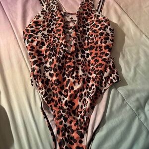 Leopard Print Kids One Piece Swimsuit